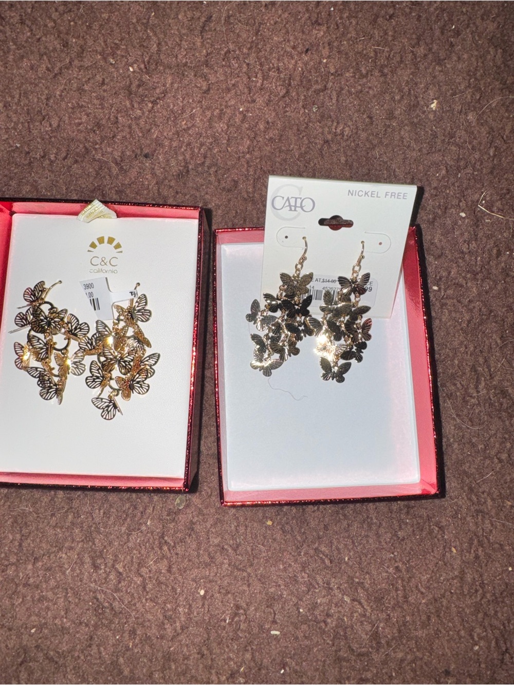 C&C & Cato Gold Butterfly Cluster Drop Earrings - Gold